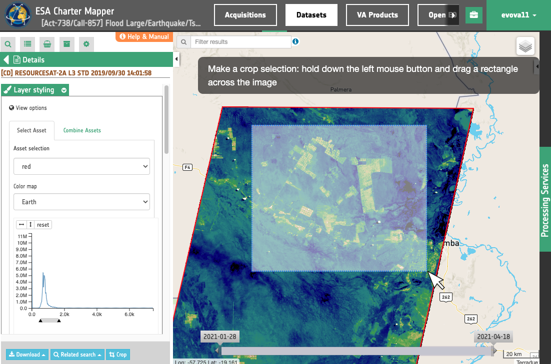 Titiler widget - ESA Charter Mapper